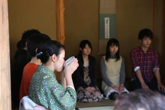 Participants in a traditional Japanese tea gathering. Participants in a traditional Japanese tea gathering.